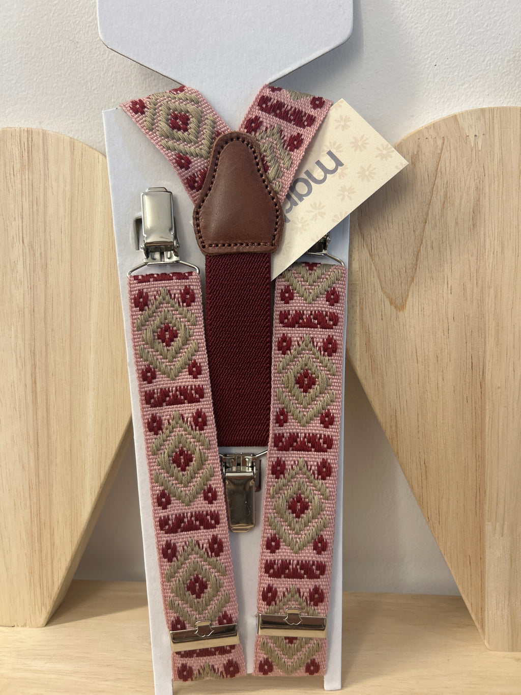 Tirante étnico rosa y burdeo