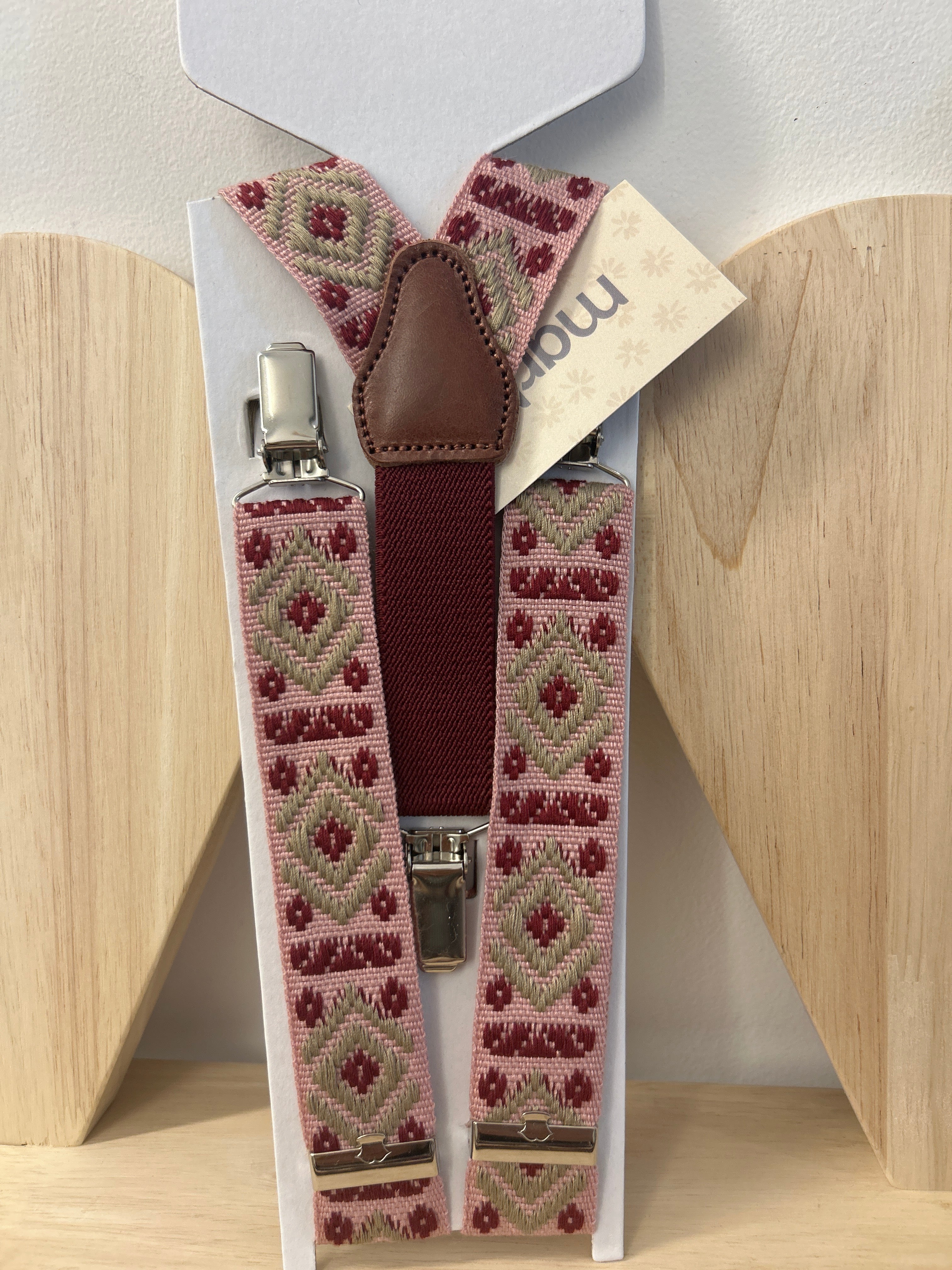 Tirante étnico rosa y burdeo