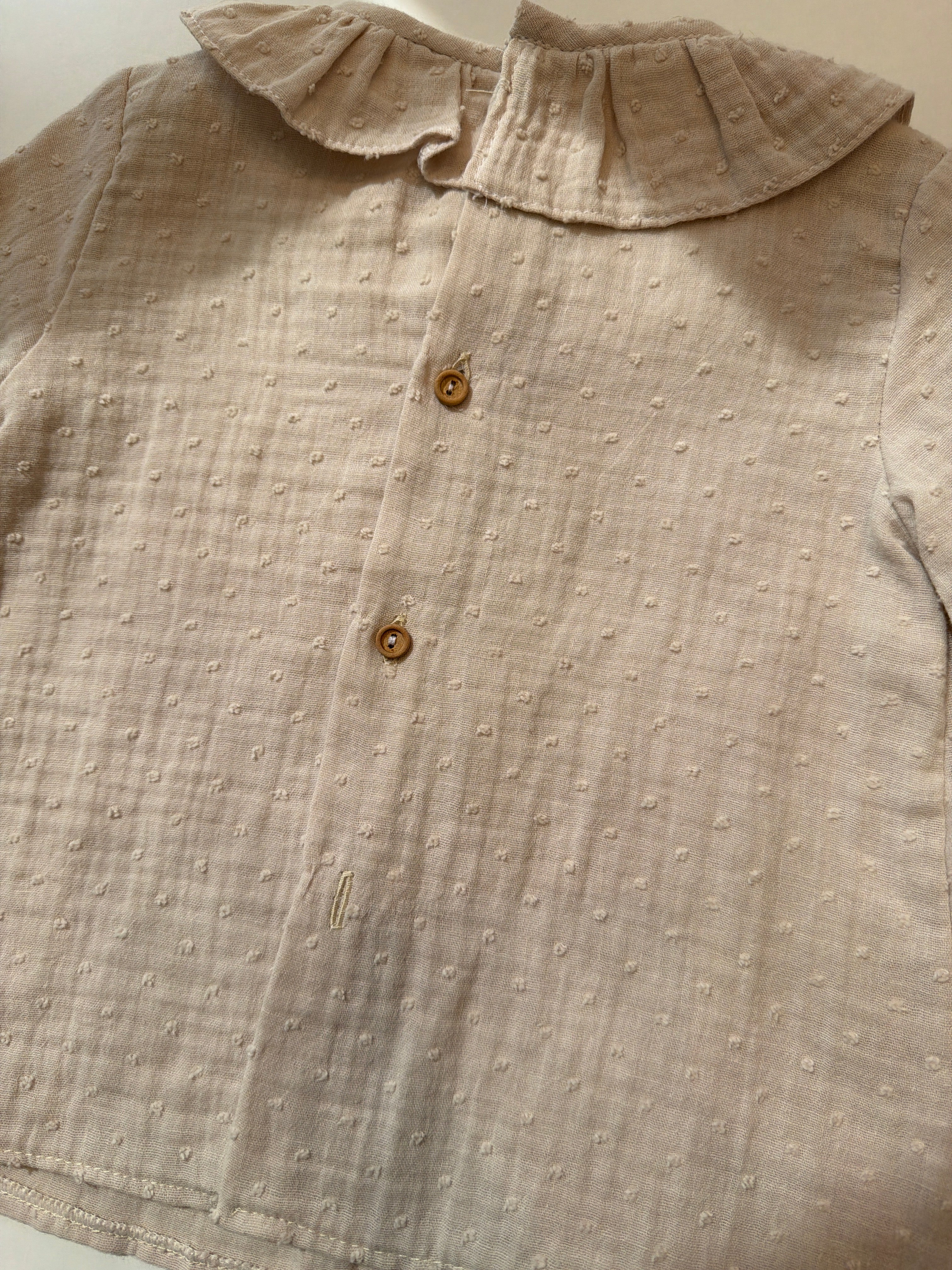 Camisa bambula y plumeti camel Valentina
