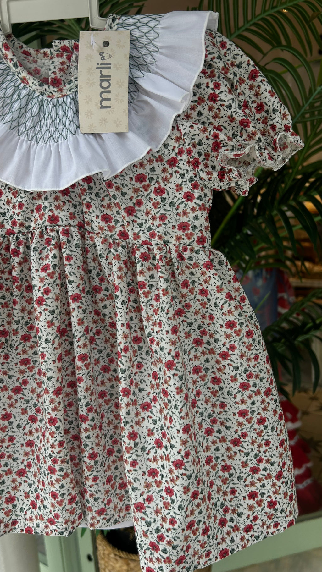 VESTIDO CUELLO SMOCK FLORES