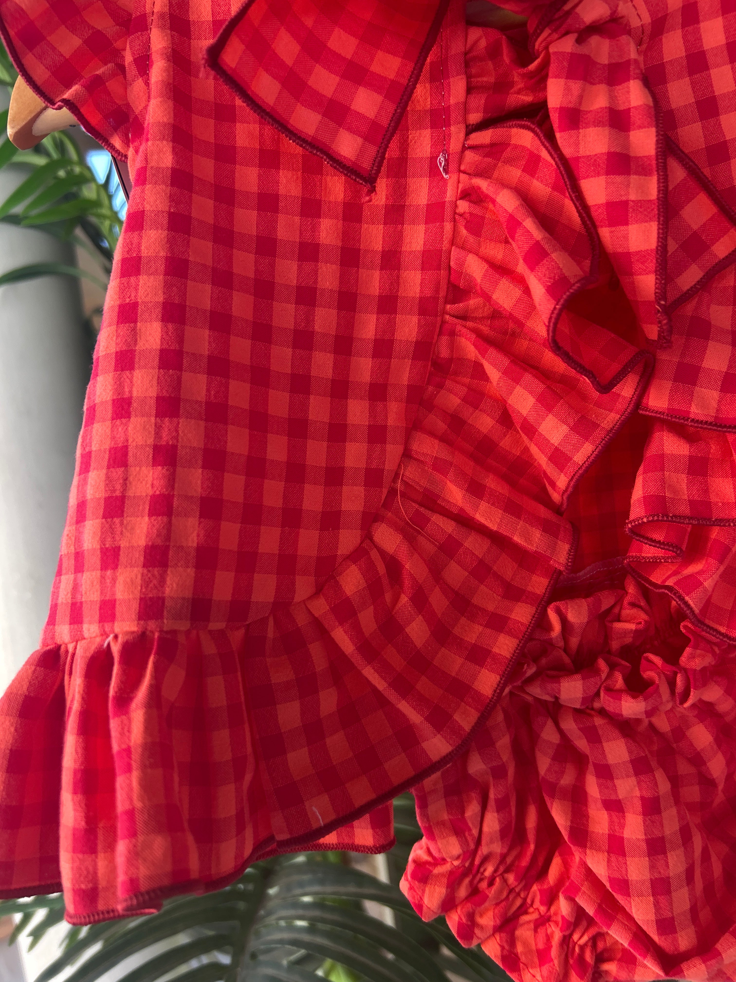 Conjunto vichy coral y rojo Laura
