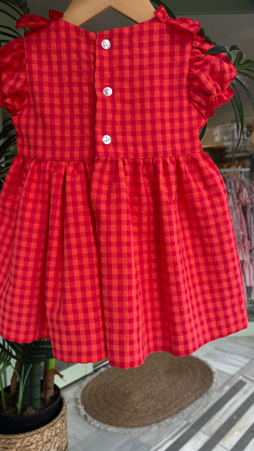 VESTIDO VICHY ROSA Y CORAL CELIA