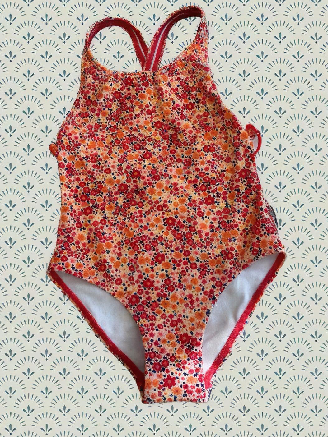 Bañador flores naranja