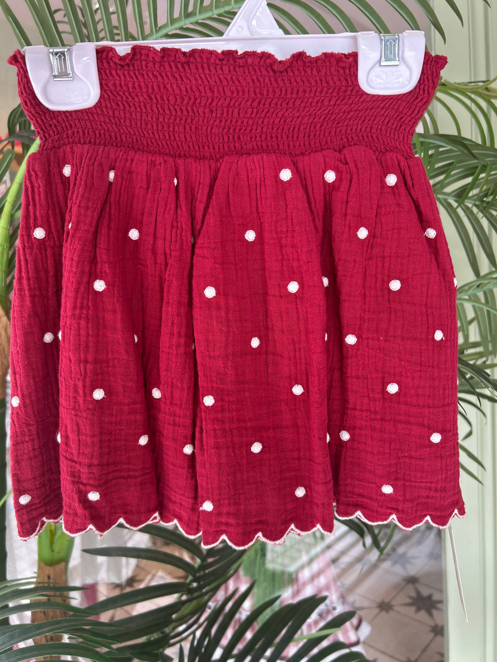 Falda burdeos con lunares