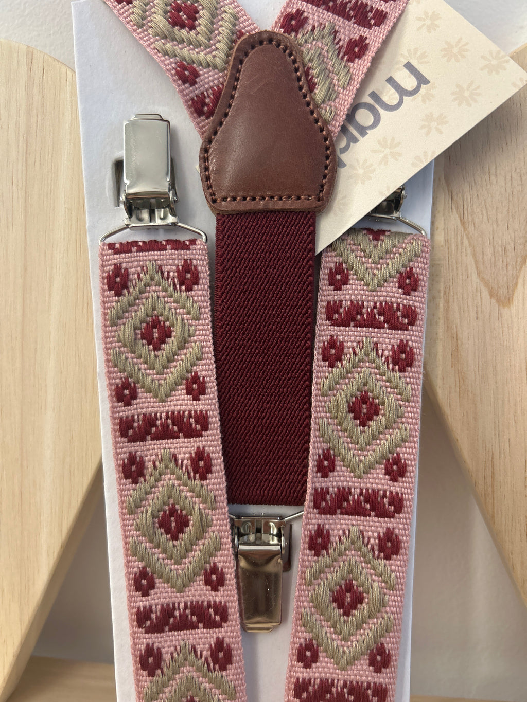 Tirante étnico rosa y burdeo