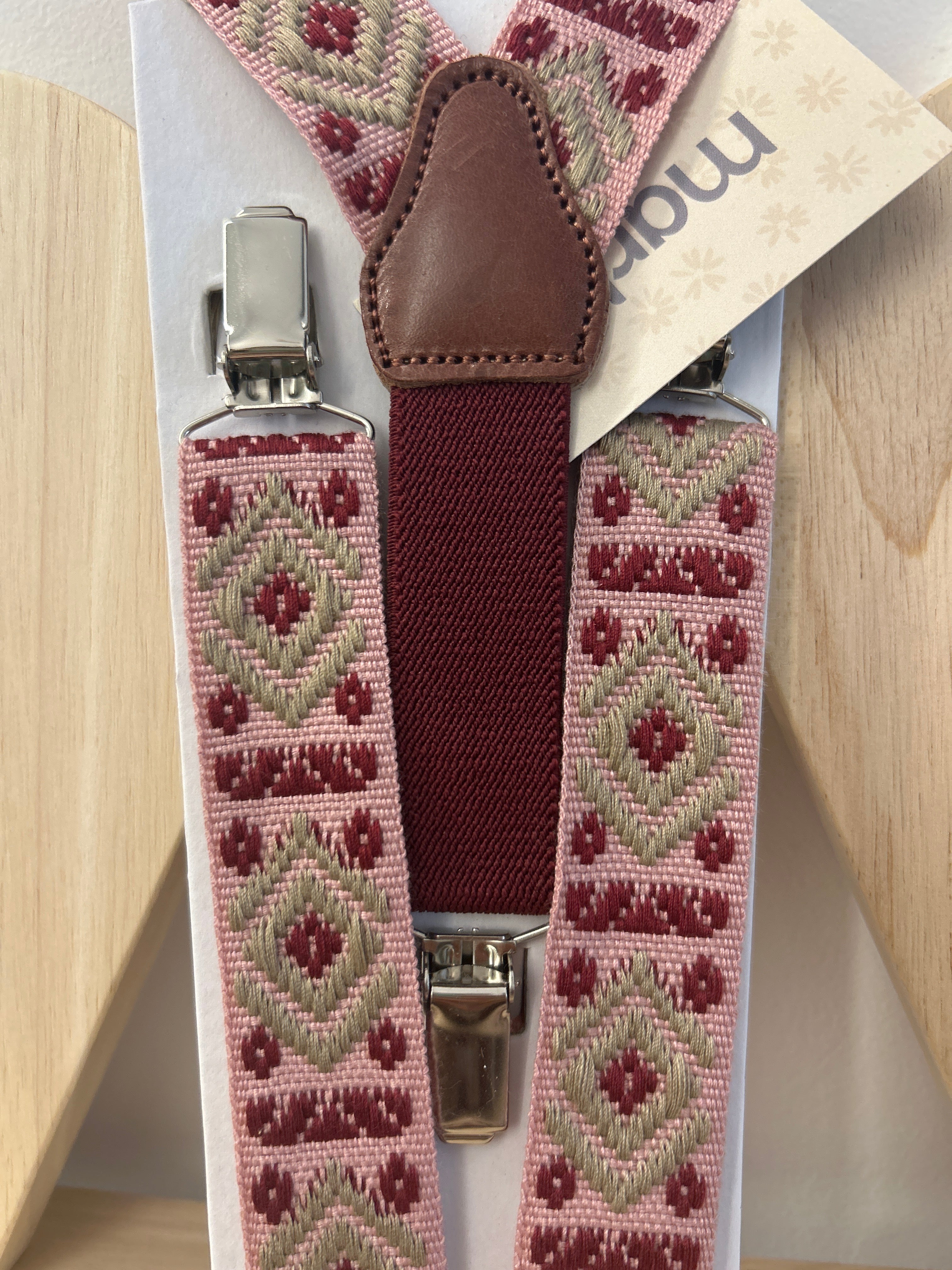 Tirante étnico rosa y burdeo