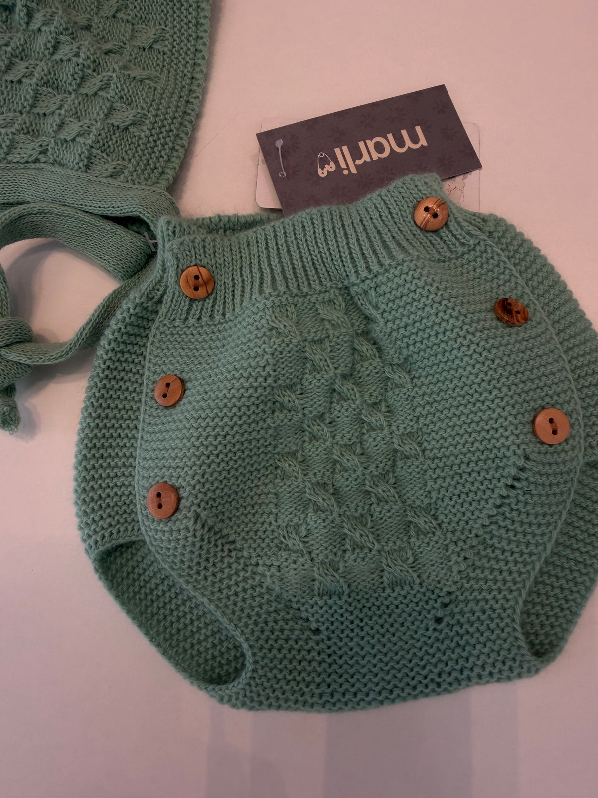 Conjunto capota y braguita verde