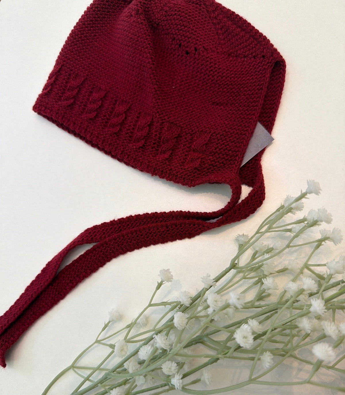 Conjunto capota y Patucos unisex Burdeos