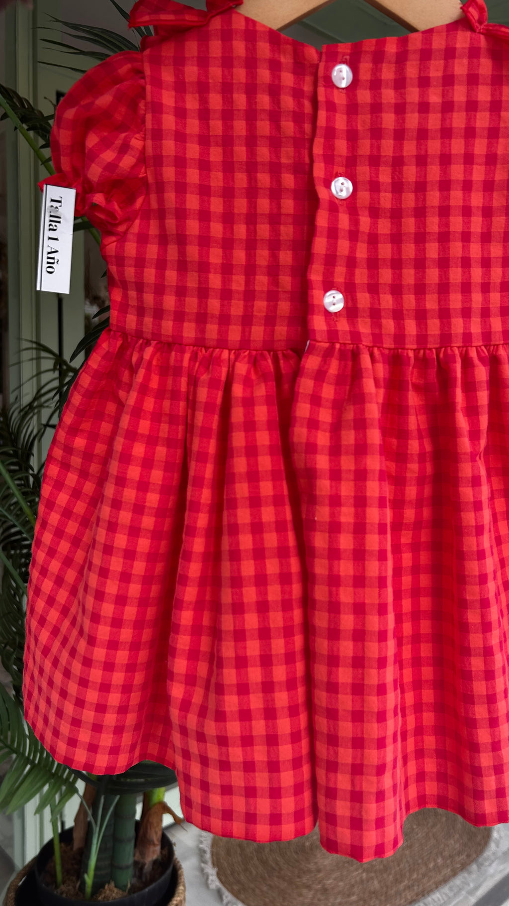 VESTIDO VICHY ROSA Y CORAL CELIA