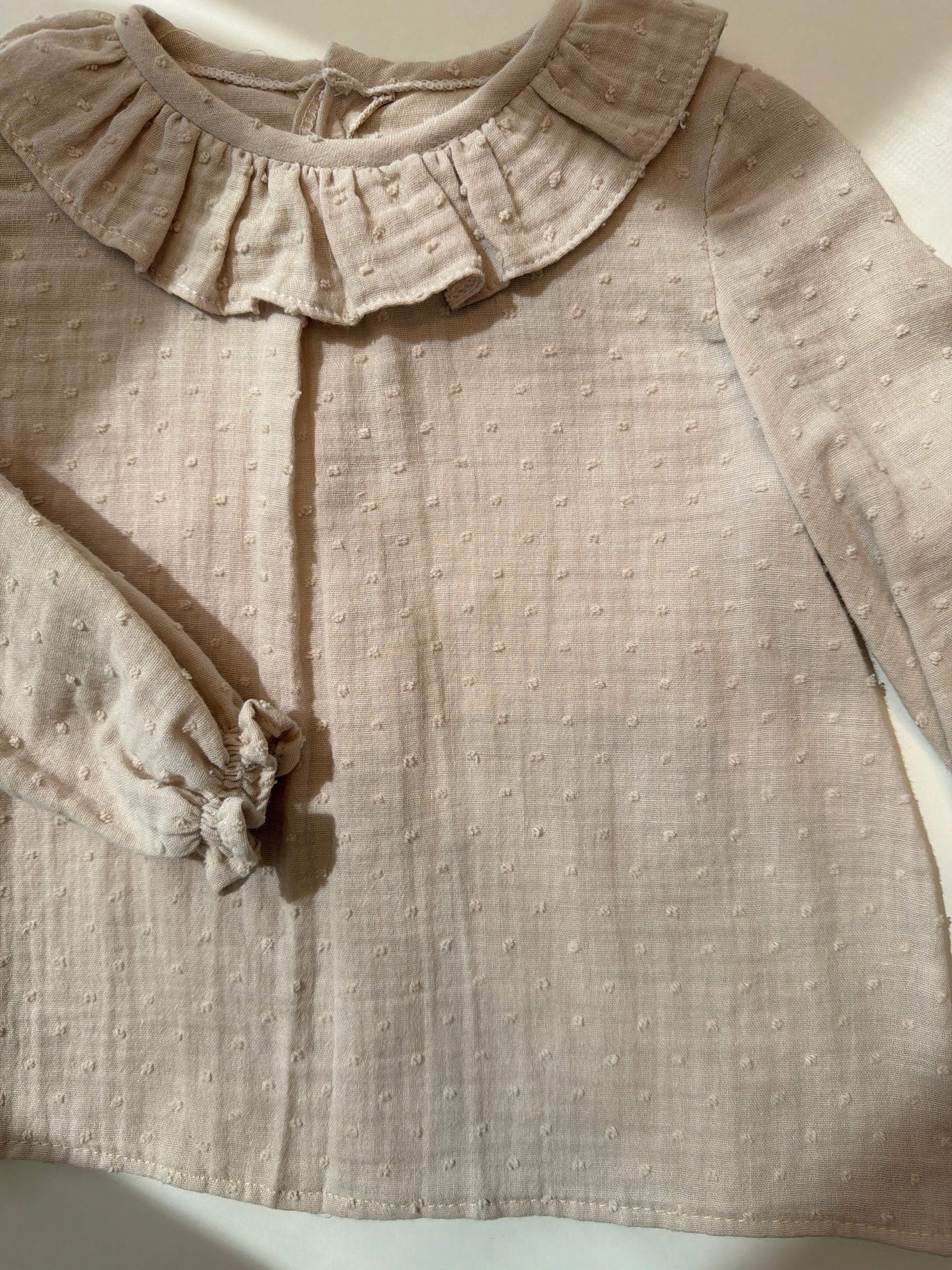 Camisa bambula y plumeti camel Valentina