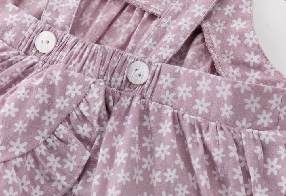 Conjunto niña flores malva