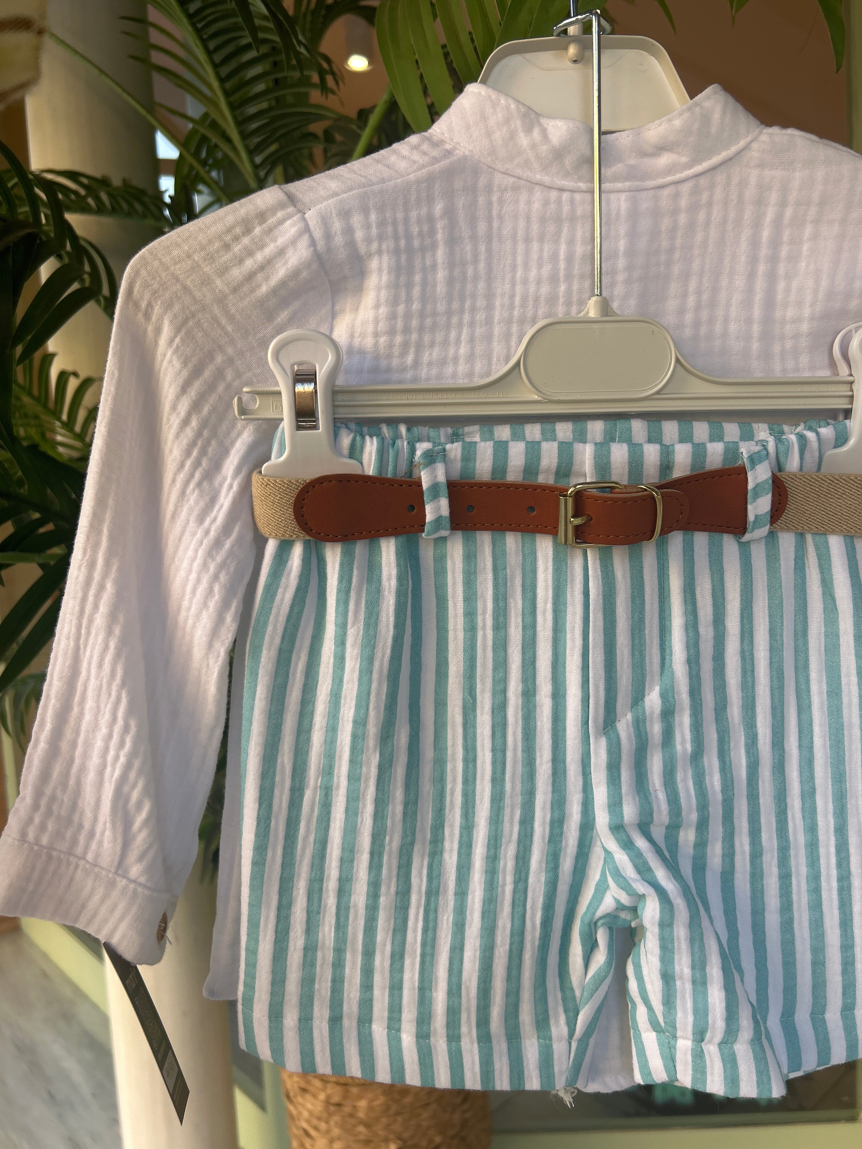 Conjunto rayas verdes y blancas
