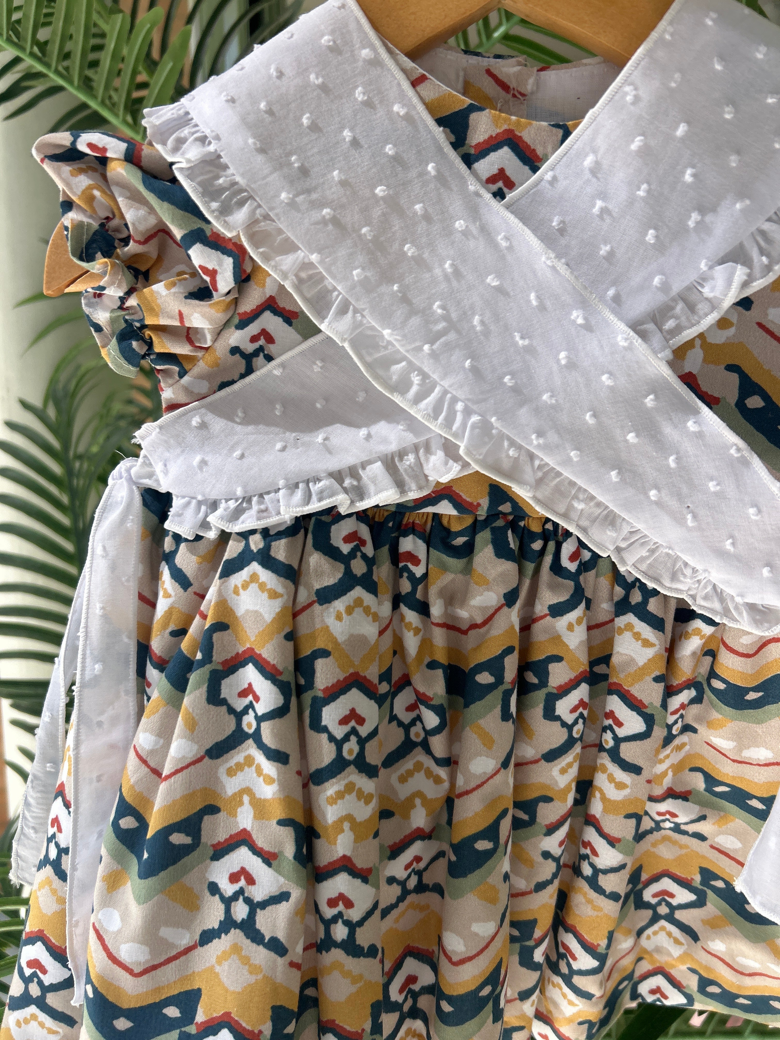 Vestido étnico con mañanita en plumeti