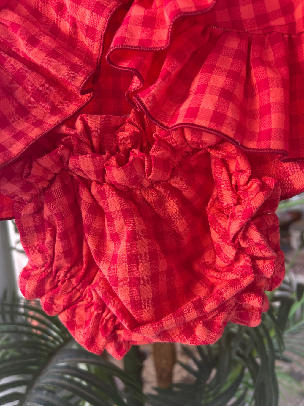Conjunto vichy coral y rojo Laura