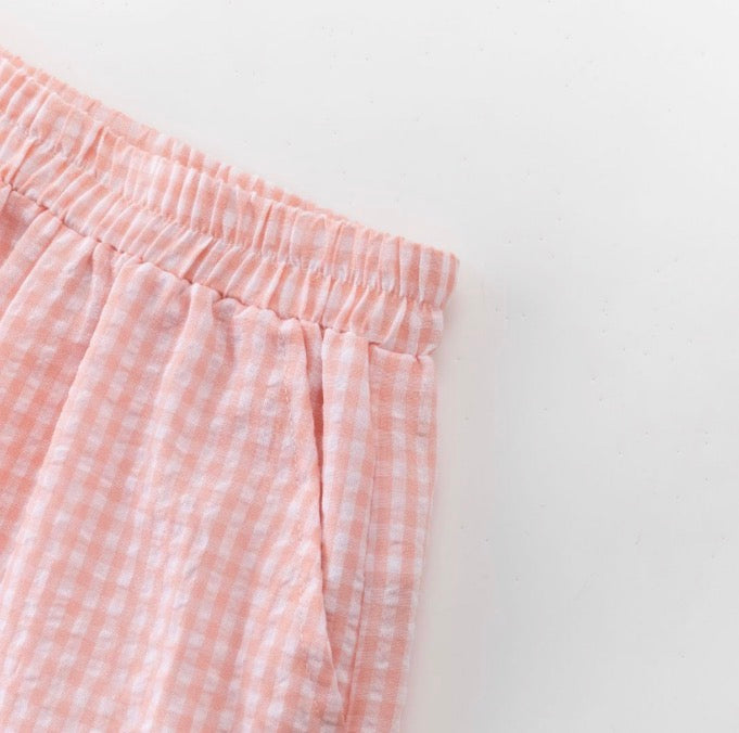 Conjunto niña vichy rosa/naranja