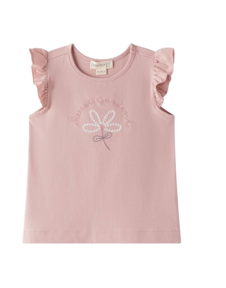Camiseta flor bordada