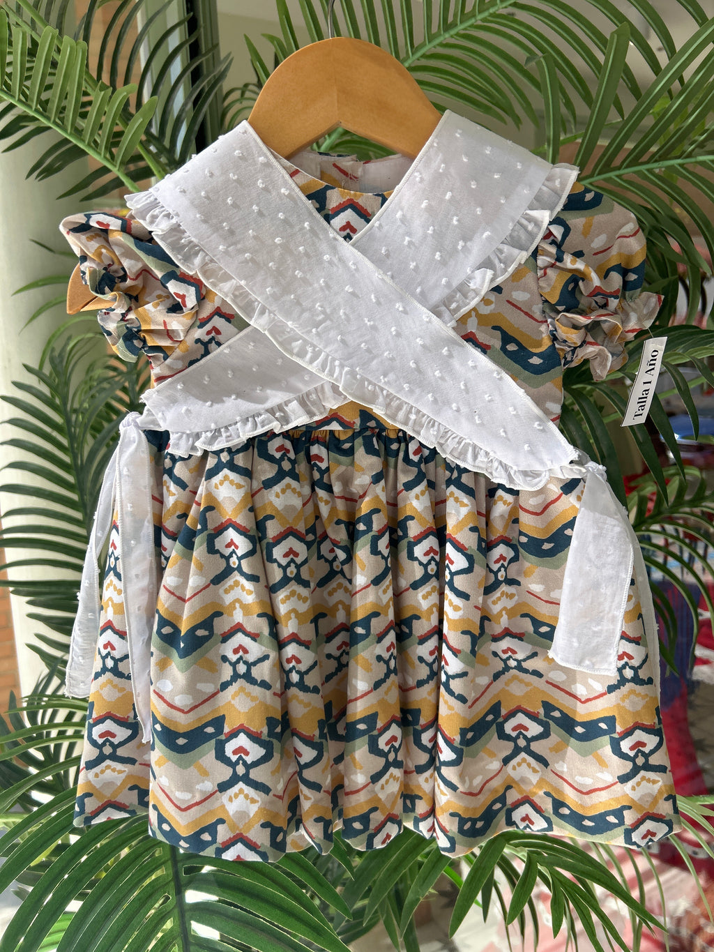 Vestido étnico con mañanita en plumeti