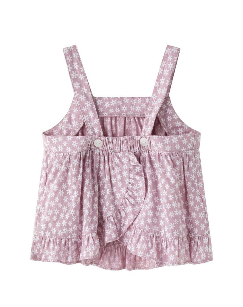 Conjunto niña flores malva