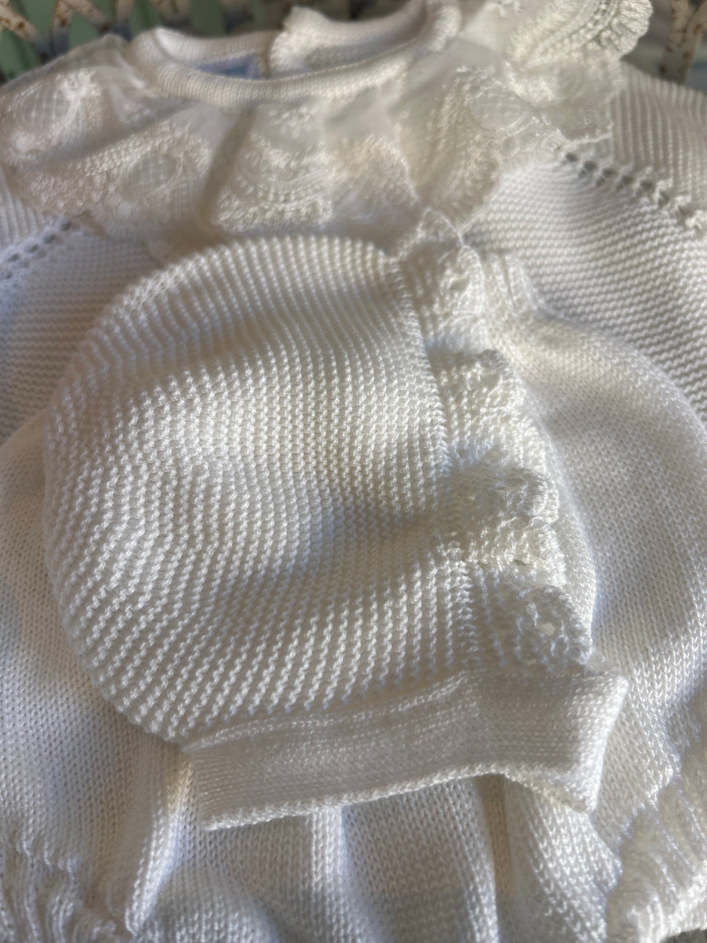 Conjunto hilo blanco roto