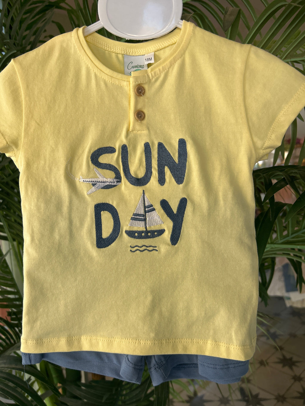 Conjunto barco amarillo y azul