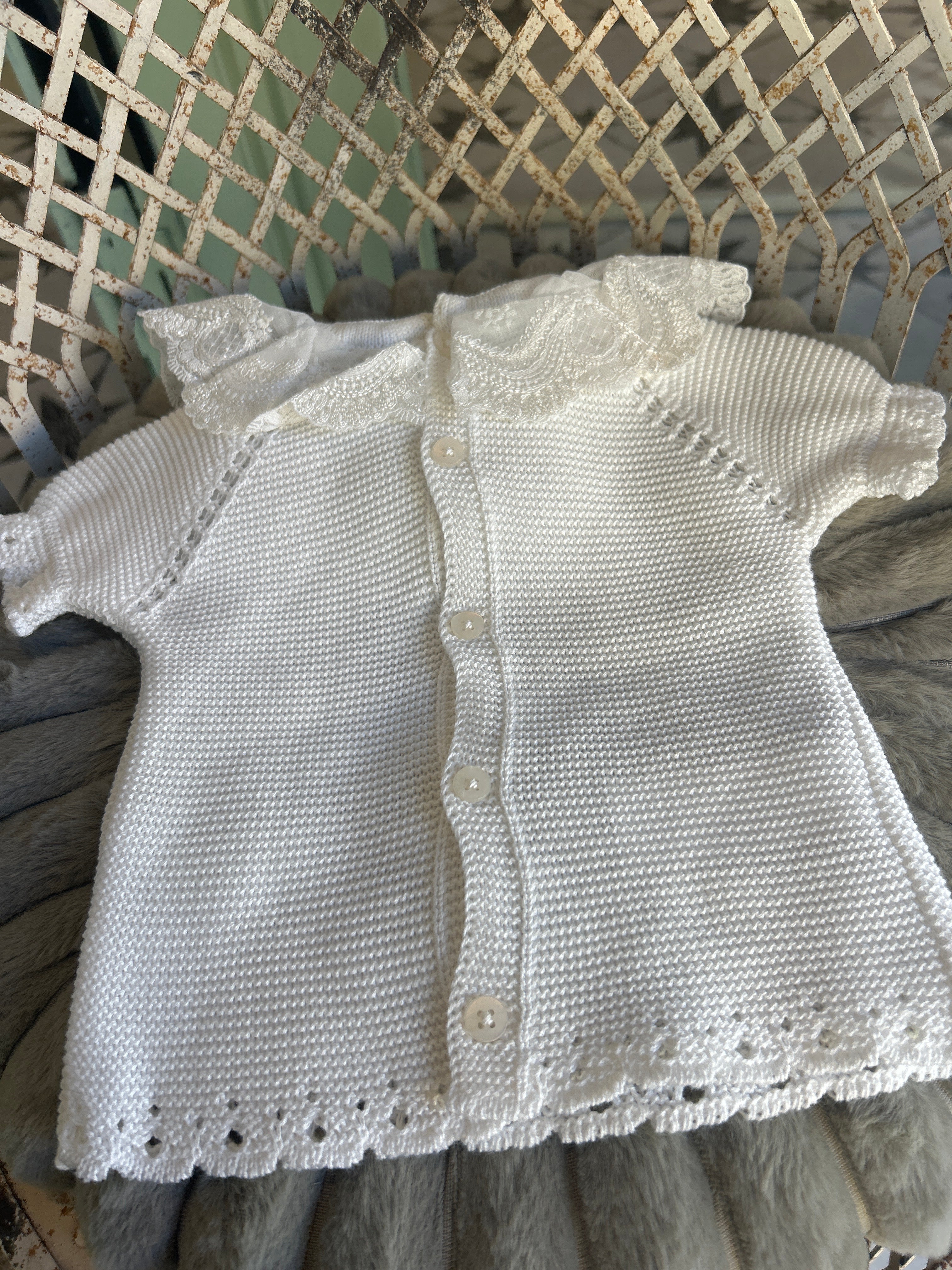 Conjunto hilo blanco roto