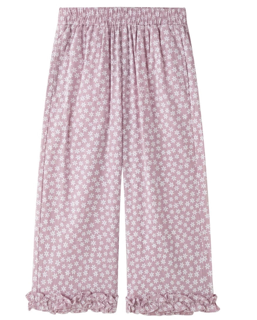 Conjunto niña flores malva