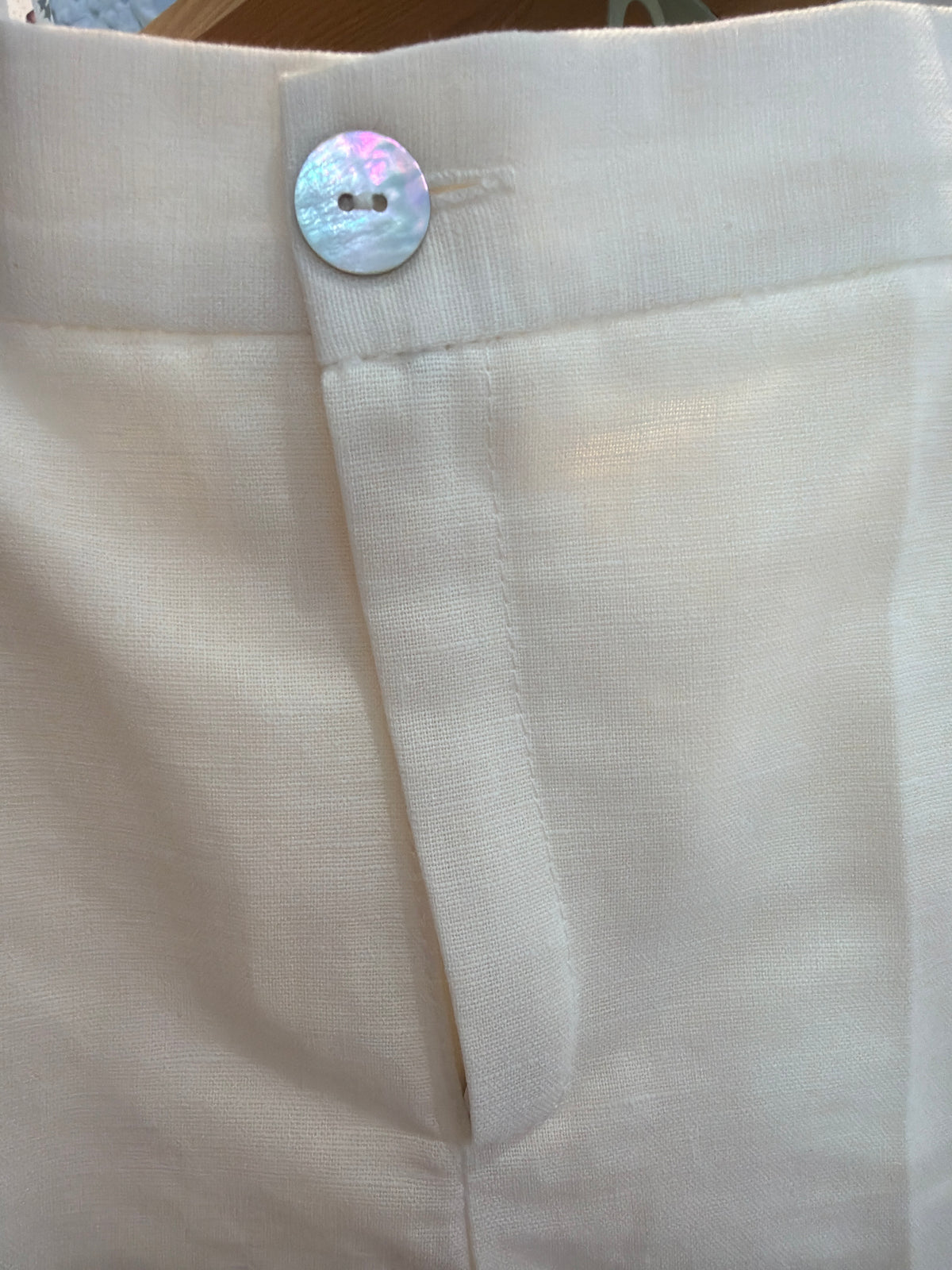 Pantalón lino blanco/marfil