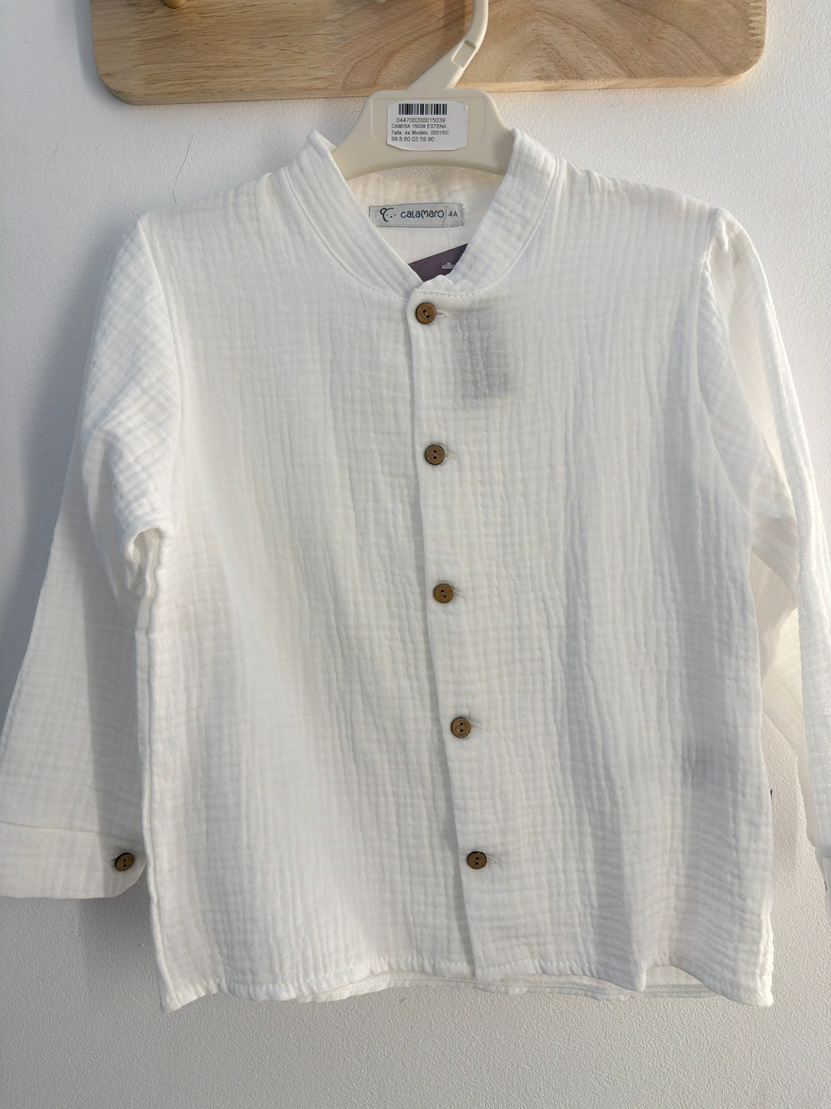 Camisa bambula blanca calamaro 5039