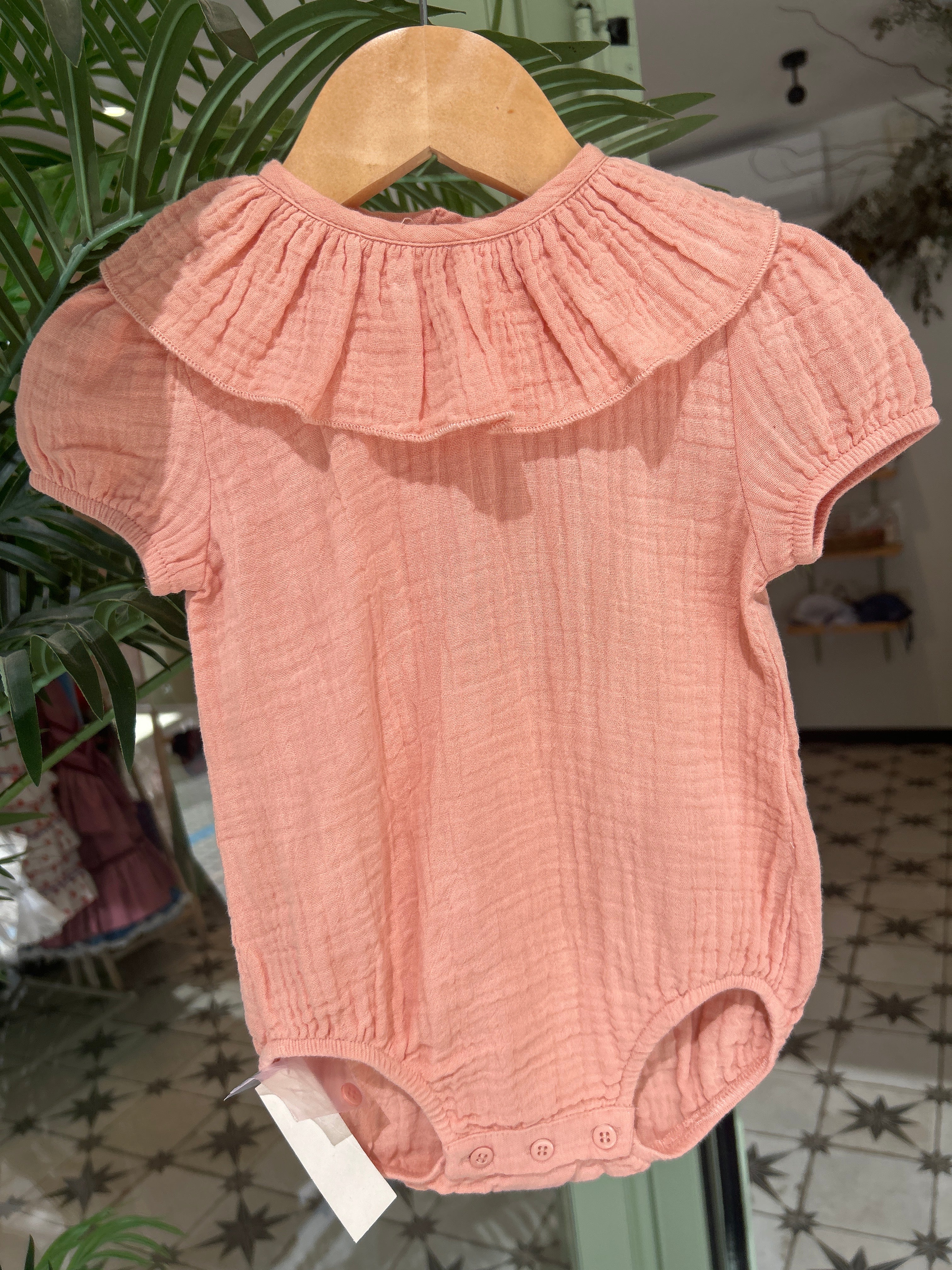 Pelele bambula naranja/coral