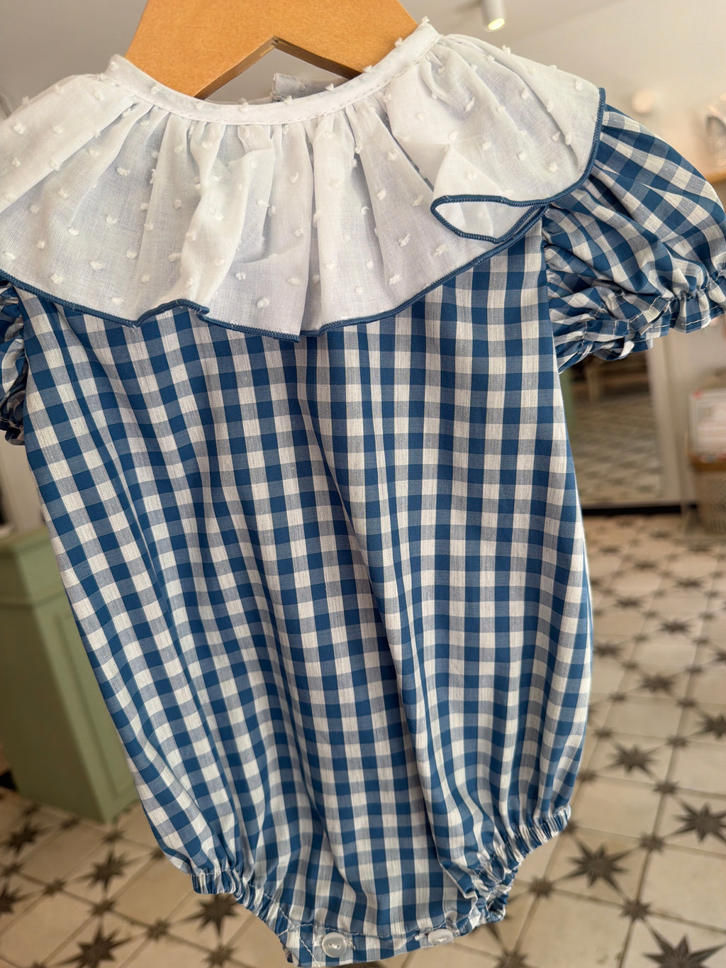 Pelele vichy azul