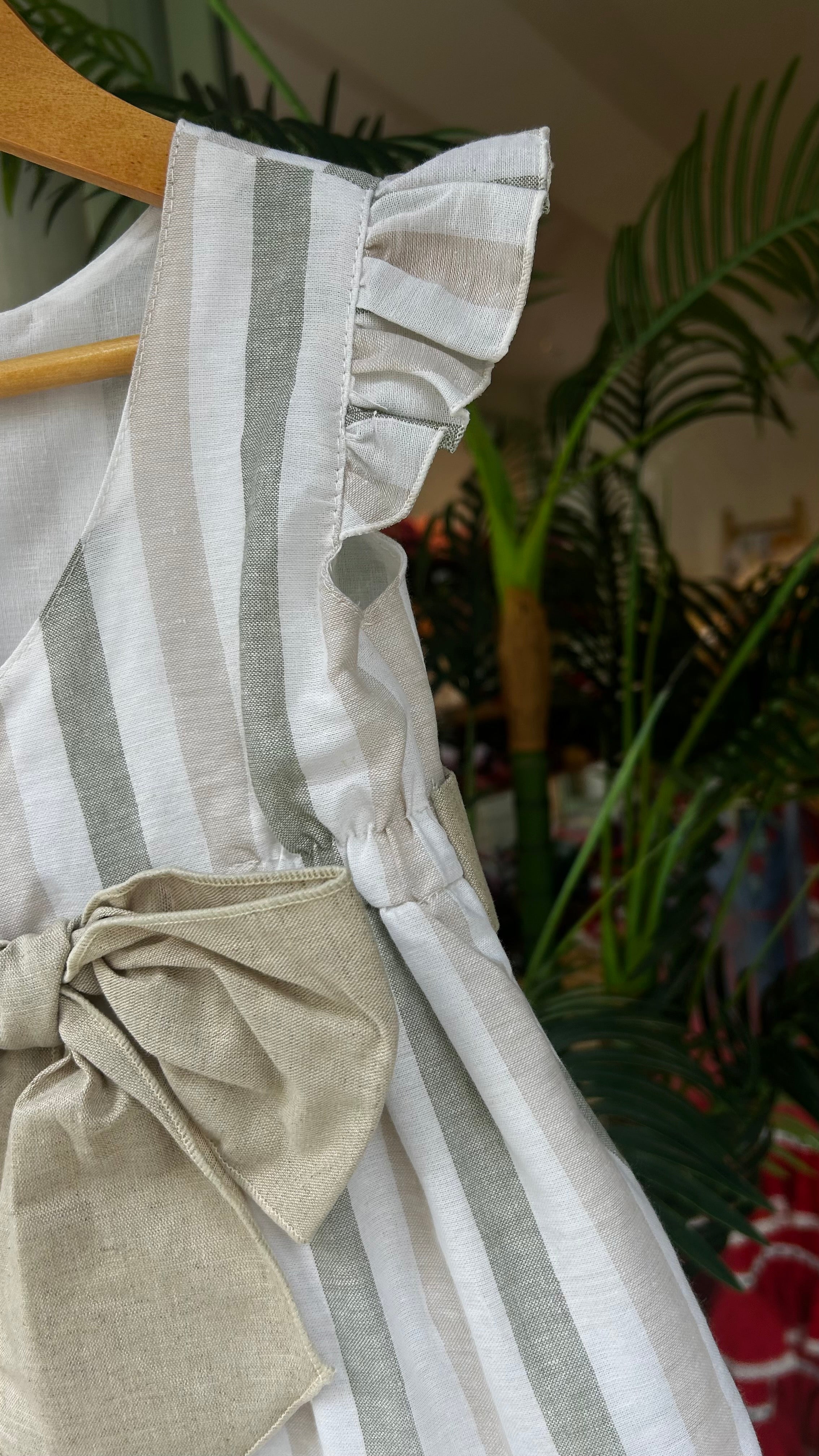 VESTIDO RAYAS VERDES Y BEIG