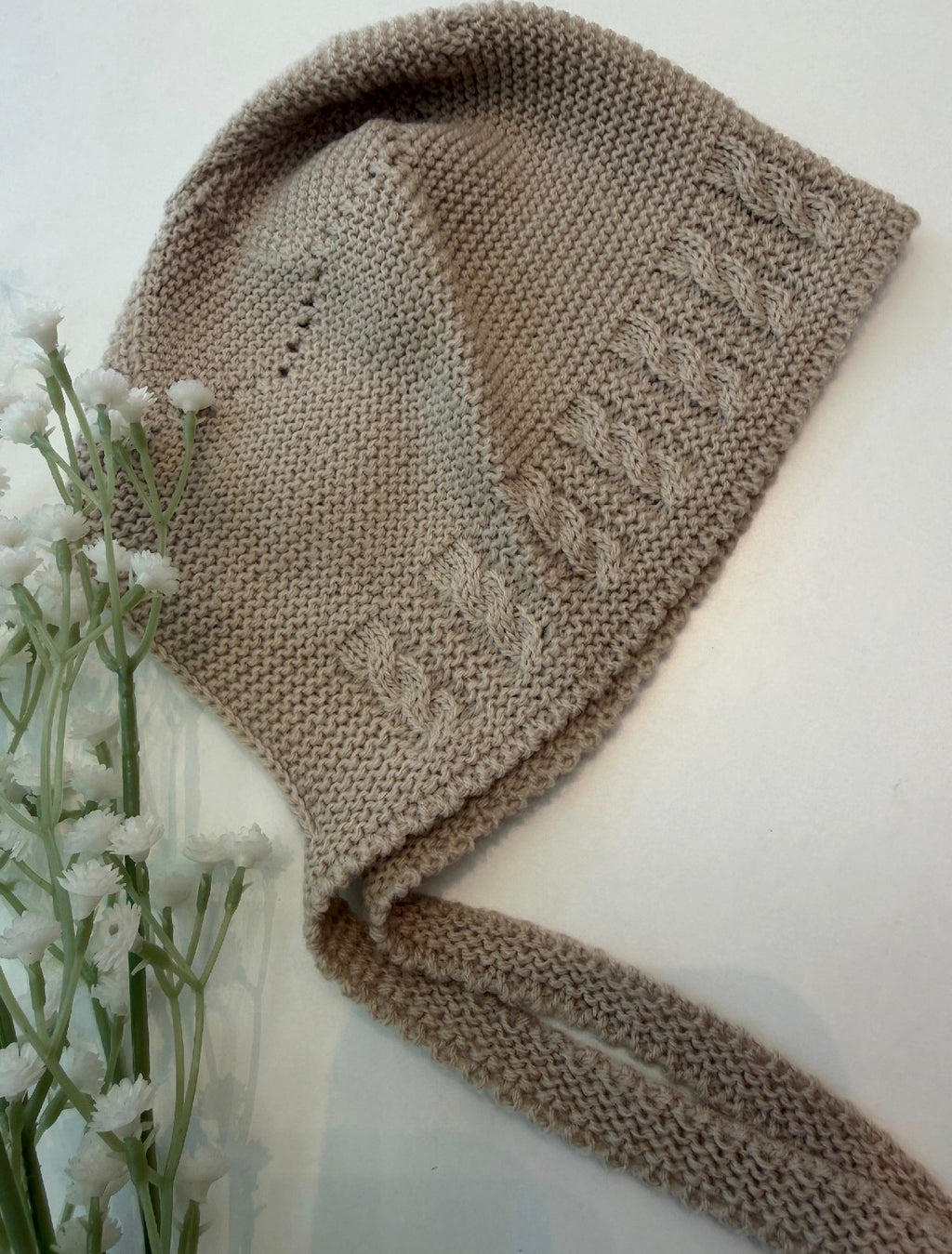 Conjunto capota y Patucos unisex lana camel 818-002-15