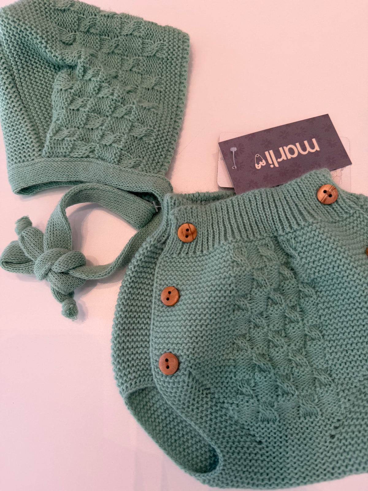 Conjunto capota y braguita verde