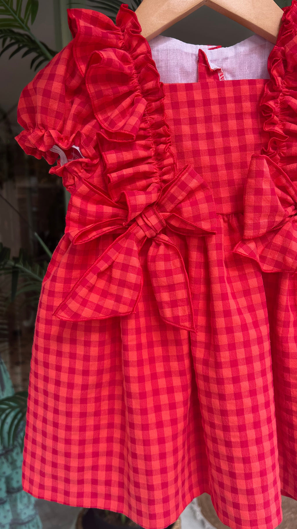 VESTIDO VICHY ROSA Y CORAL CELIA