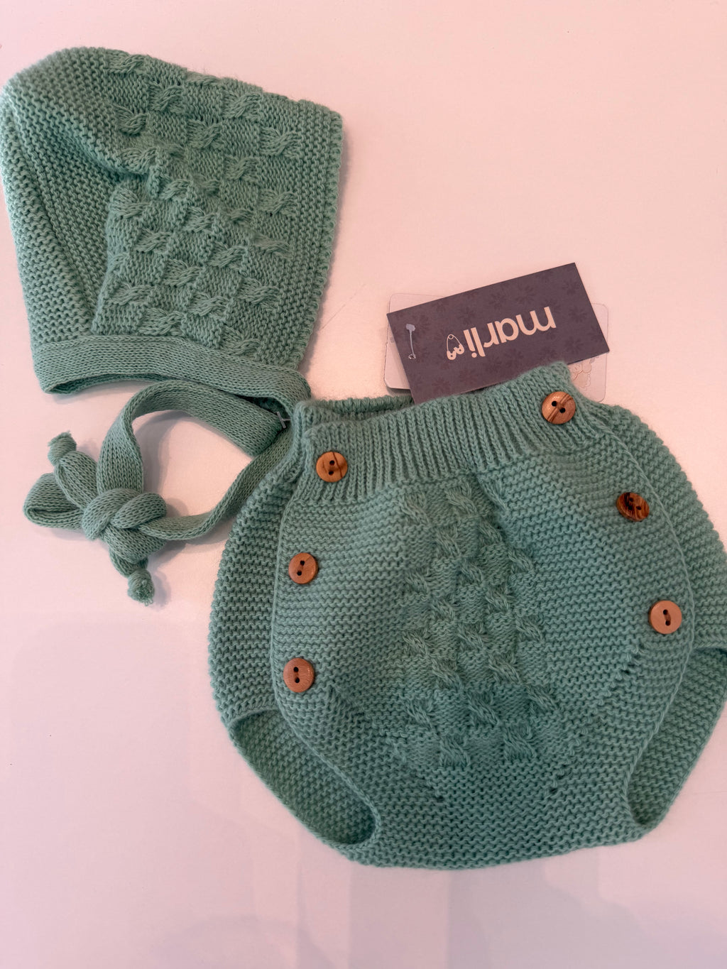 Conjunto capota y braguita verde