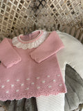 Conjunto rosita y blanco roto