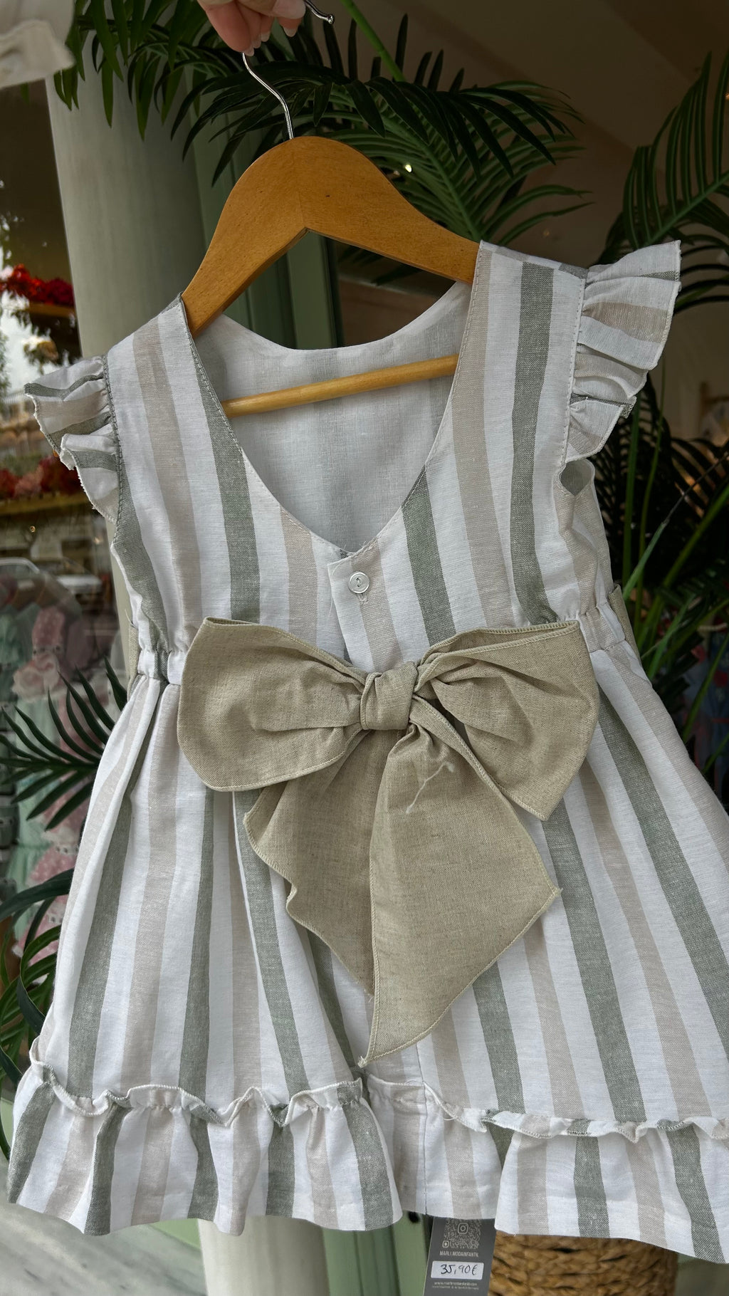 VESTIDO RAYAS VERDES Y BEIG