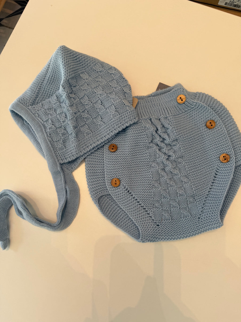 Conjunto capota y braguita azul