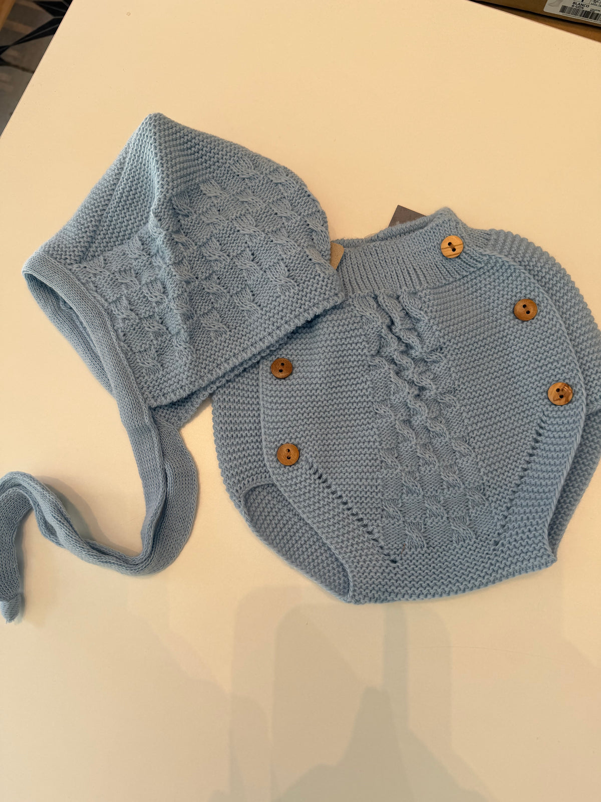 Conjunto capota y braguita azul
