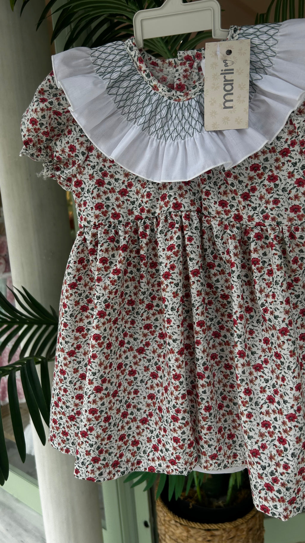 VESTIDO CUELLO SMOCK FLORES